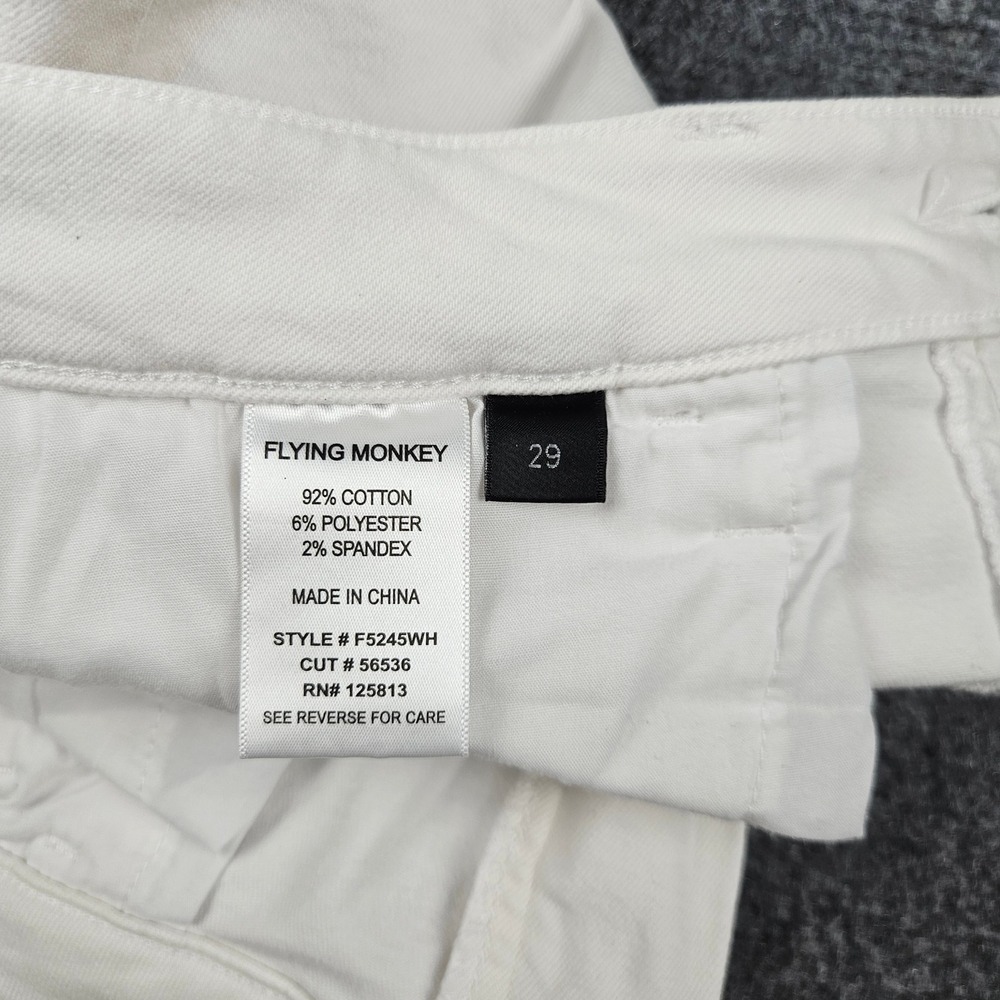 Flying Monkey White Flare Leg Jeans High Rise Raw Hem Distressed Size 29 F5245WH - Picture 4 of 11